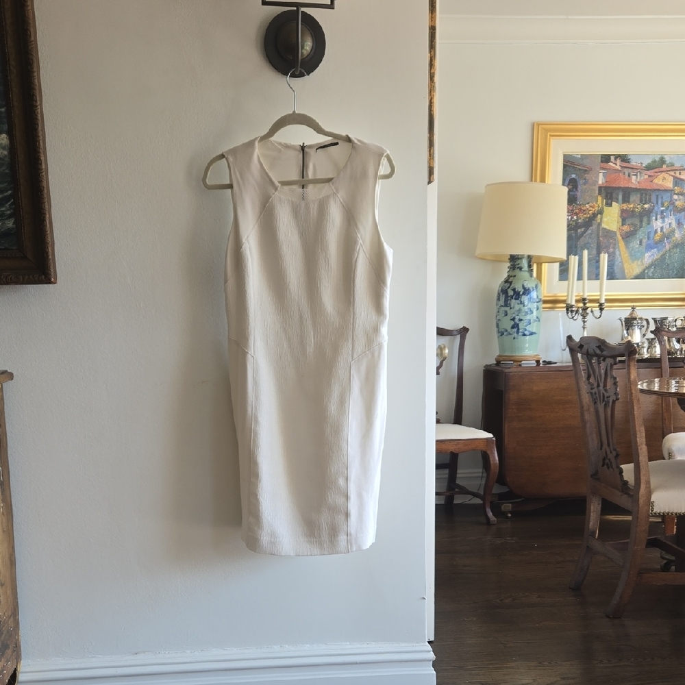 Elie Tahari Cream Sleeveless Midi Dress